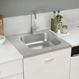 Vidaxl sink with drain set 600x600x155 mm stainless steel silver