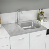 Vidaxl gootsteen met afvoerset 800x600x155 mm roestvrij staal zilver