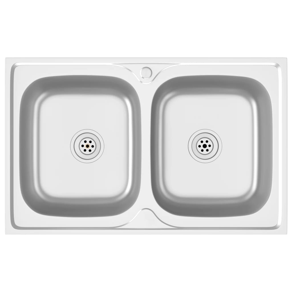 VIDAXL SINK DOUBLES 800X500X155 MM SREBRO