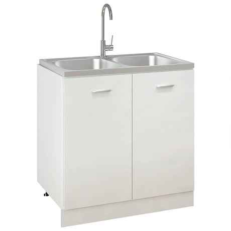 Vidaxl gootsteen dubbele bakken 800x500x155 mm roestvrij staal zilver