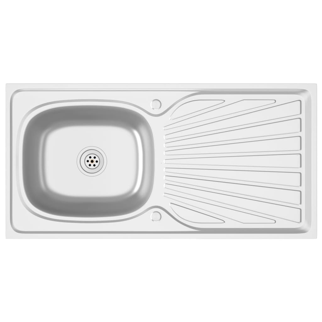 Vidaxl sink with drain set 1000x500x155 mm stainless steel silver