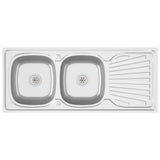 Vidaxl gootsteen dubbele bak 1200x600x155 mm roestvrij staal zilver