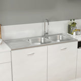 Vidaxl Sink Double Box 1200x600x155 mm nerezová ocel stříbrná