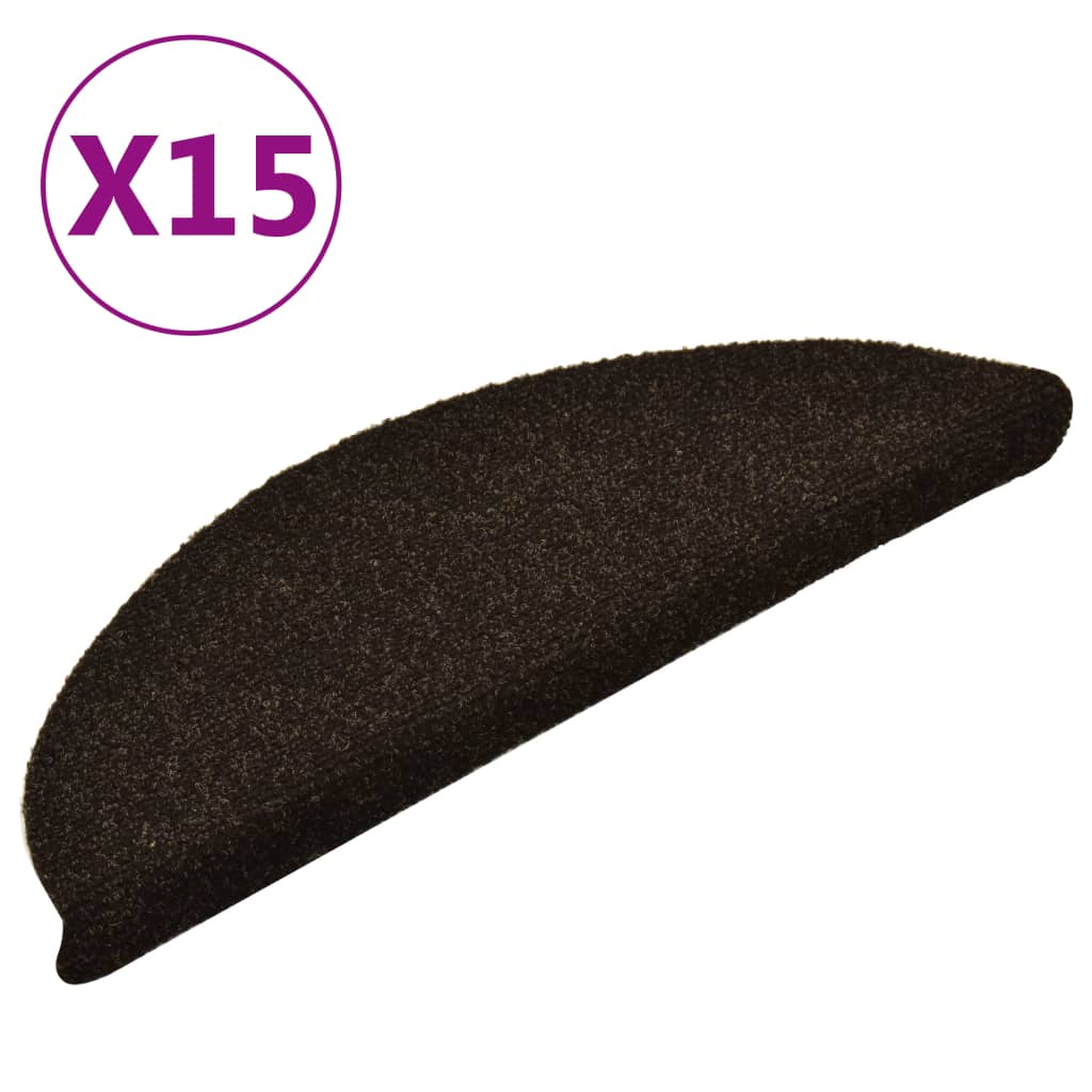 Vidaxl stair mats self -adhesive 15 st 56x17x3 cm needle felt dark brown