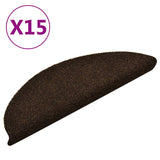 Vidaxl stair mats self -adhesive 15 st 56x17x3 cm needle felt brown