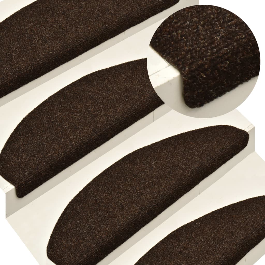 Vidaxl Stair Mats Self -Adhesive 15 St 65x21x4 CM Needle Felt Brown