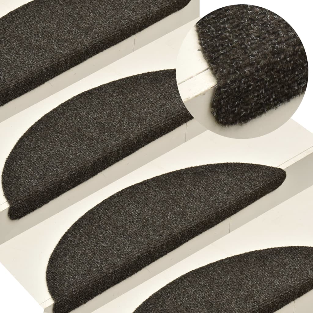 Vidaxl stair mats self -adhesive 15 st 56x17x3 cm needle felt anthracite