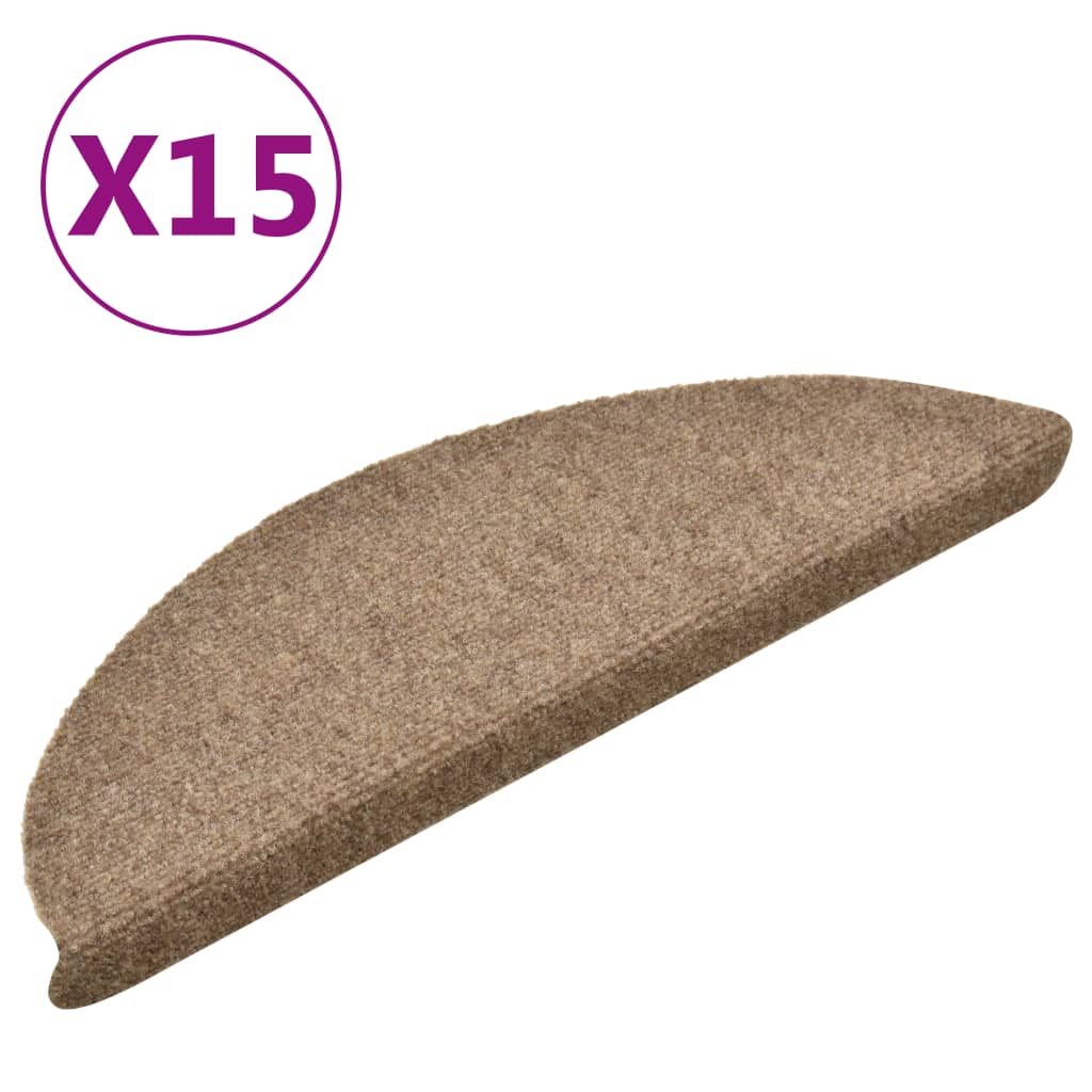 Vidaxl stair mats self -adhesive 15 st 56x17x3 cm needle felt cream -colored