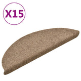 Vidaxl stair mats self -adhesive 15 st 56x17x3 cm needle felt cream -colored