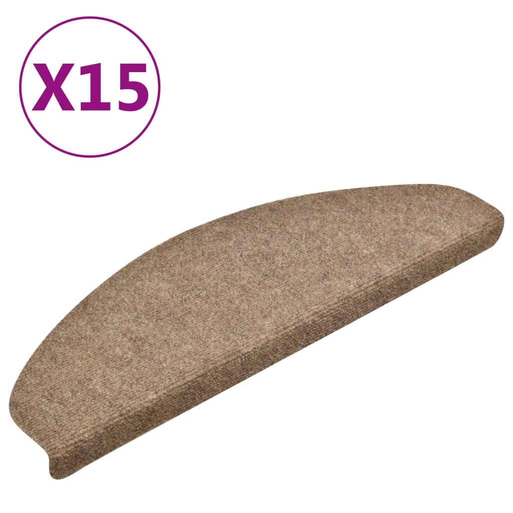 Vidaxl stair mats self -adhesive 15 st 65x21x4 cm needle felt cream -colored