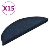 Vidaxl stair mats self -adhesive 15 st 56x17x3 cm needle felt navy blue