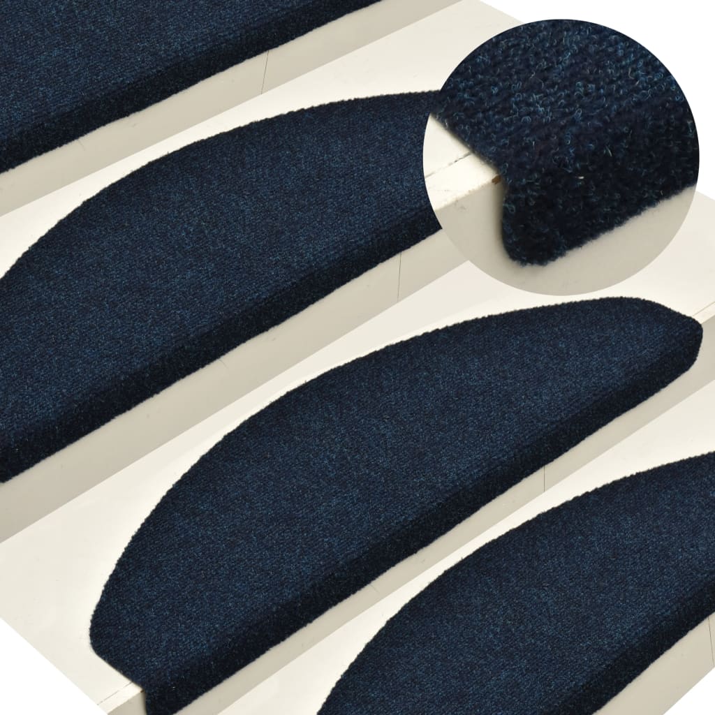 Vidaxl stair mats self -adhesive 15 st 56x17x3 cm needle felt navy blue