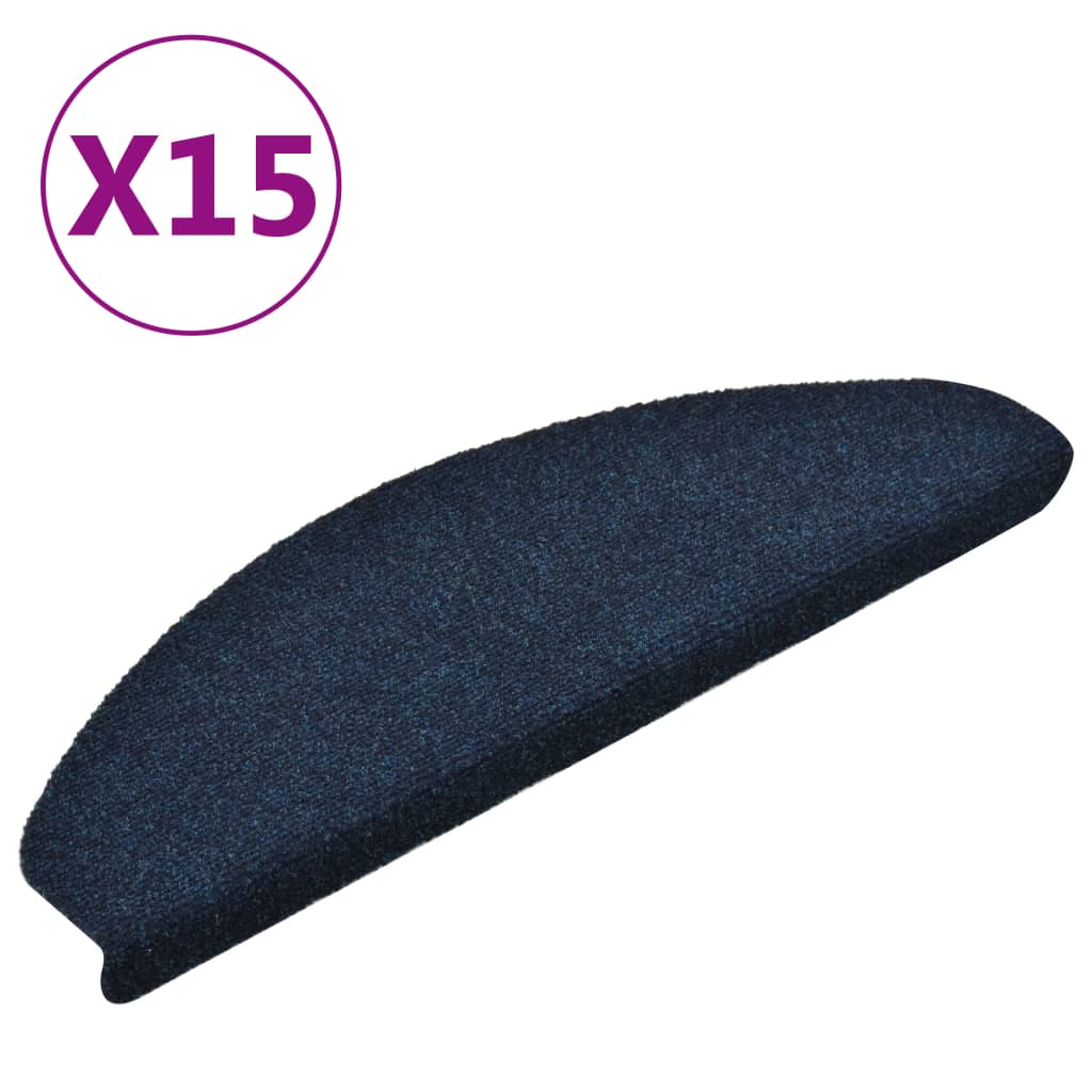 Vidaxl Stairs Mats Self -Adhesive 15 St 65x21x4 CM Needle Feel Navy Blue