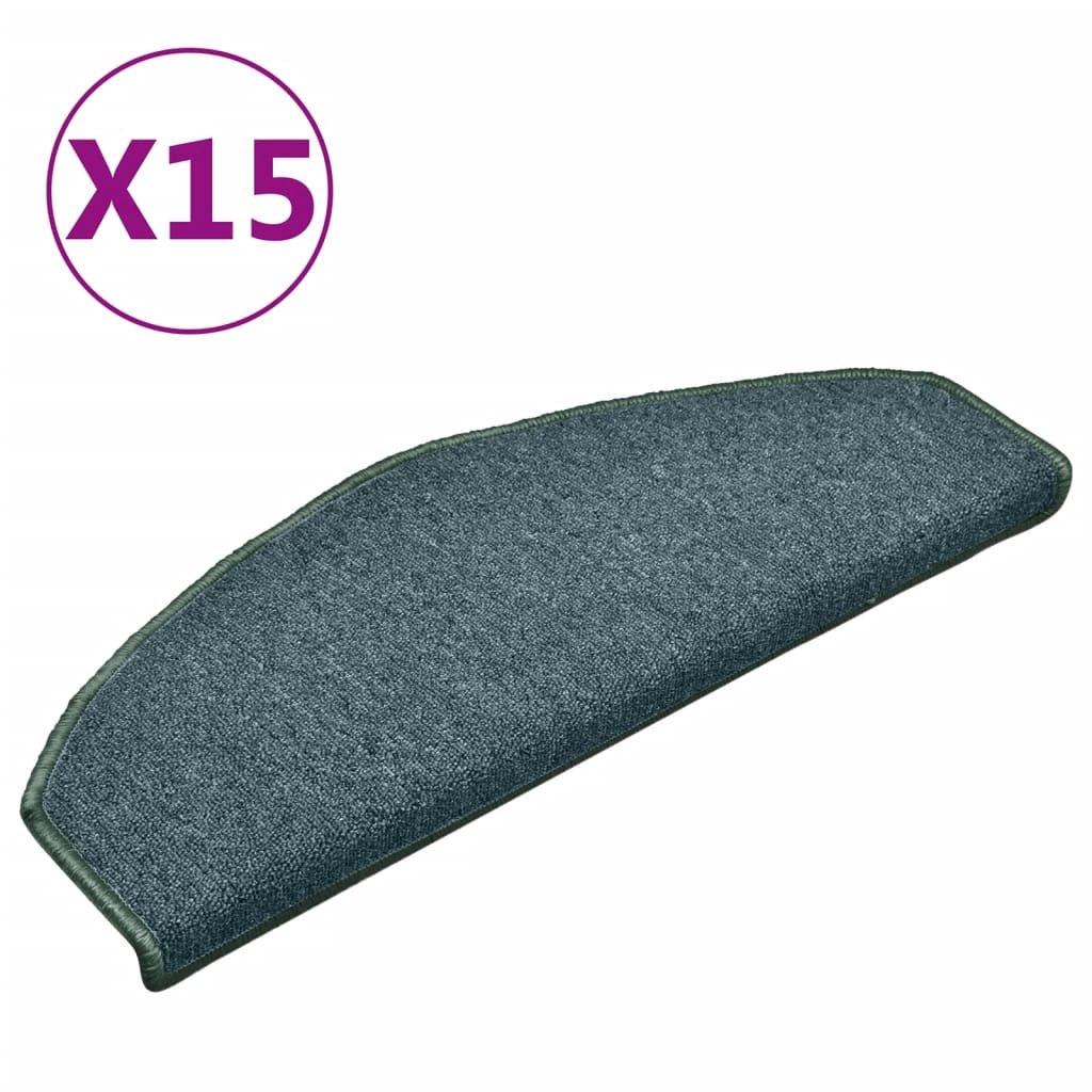 Vidaxl Mats d'escalier 15 st 65x24x4 cm vert foncé