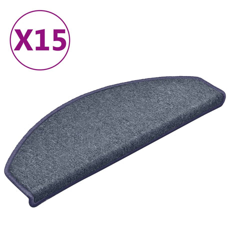 Vidaxl trapmatten 15 st 65x24x4 cm donkergrijs en blauw halfrond groot