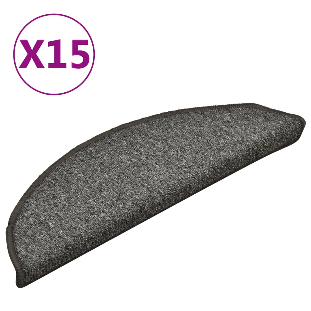 Esteras de escalera de Vidaxl 15 st 56x17x3 cm gris oscuro