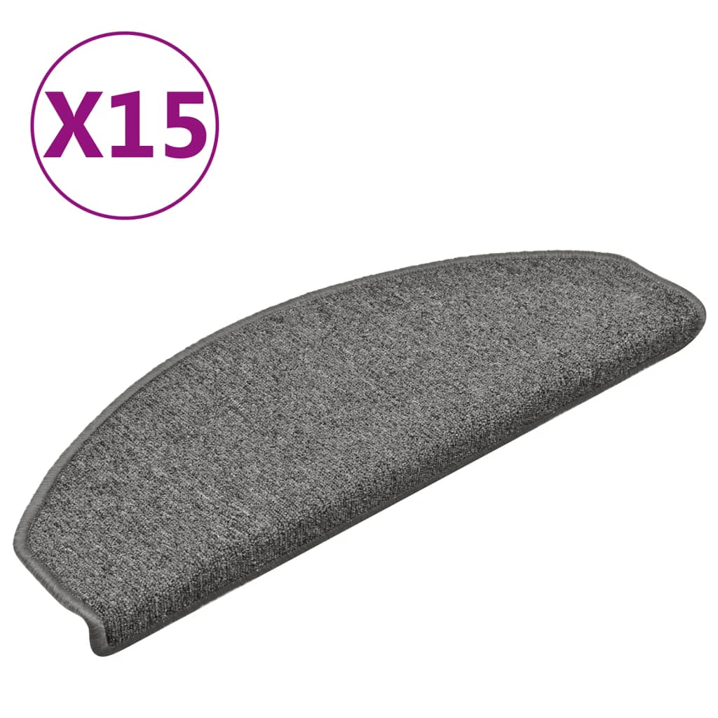 Esteras de escalera de Vidaxl 15 st 65x24x4 cm gris oscuro