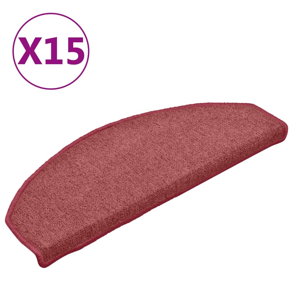 Mattes d'escalier Vidaxl 15 ST 65X24X4 CM ROUGE