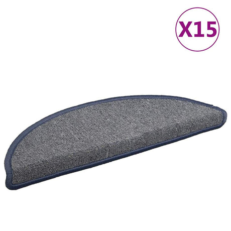 Vidaxl trapmatten 15 st 56x17x3 cm lichtgrijs en blauw halfrond