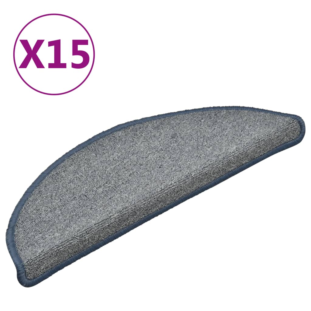 Vidaxl Schodišťové rohože 15 st 56x17x3 cm světle šedá a modrá