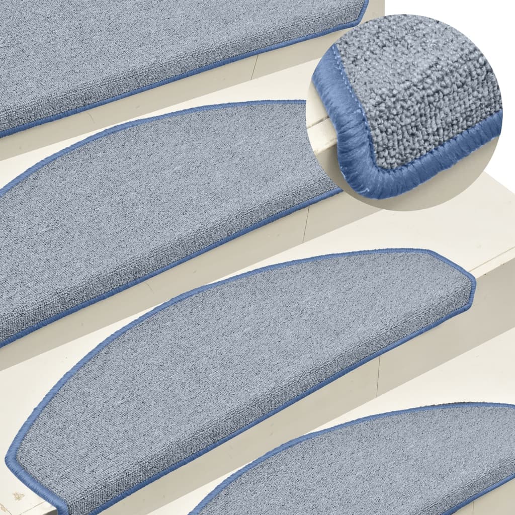 Vidaxl stair mats 15 st 65x24x4 cm light gray and blue