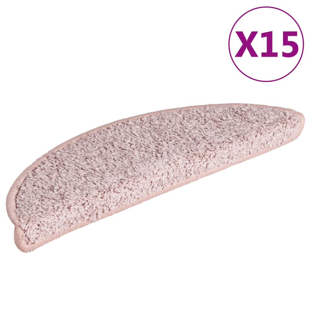 Vidaxl Schodišťové rohože 15 st 56x17x3 cm světle růžová