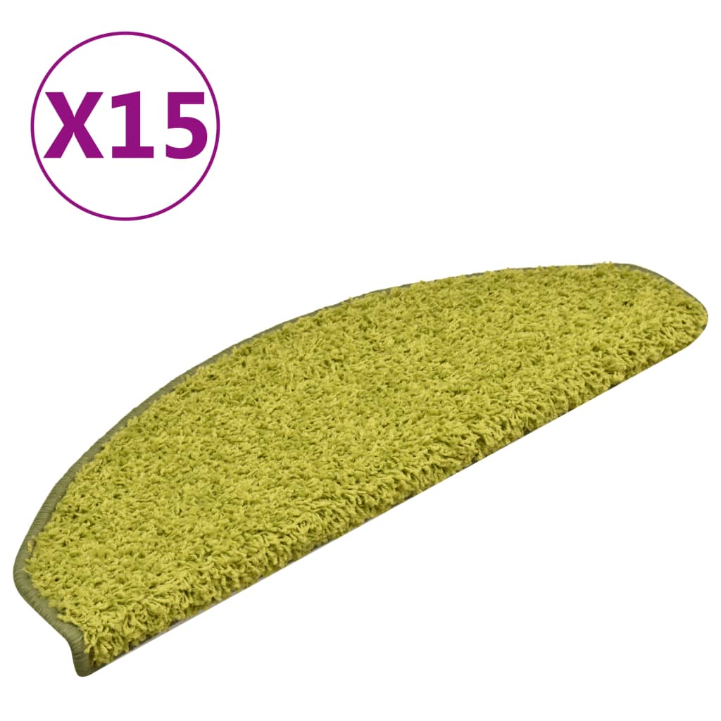 Mattes d'escalier Vidaxl 15 st 65x21x4 cm vert