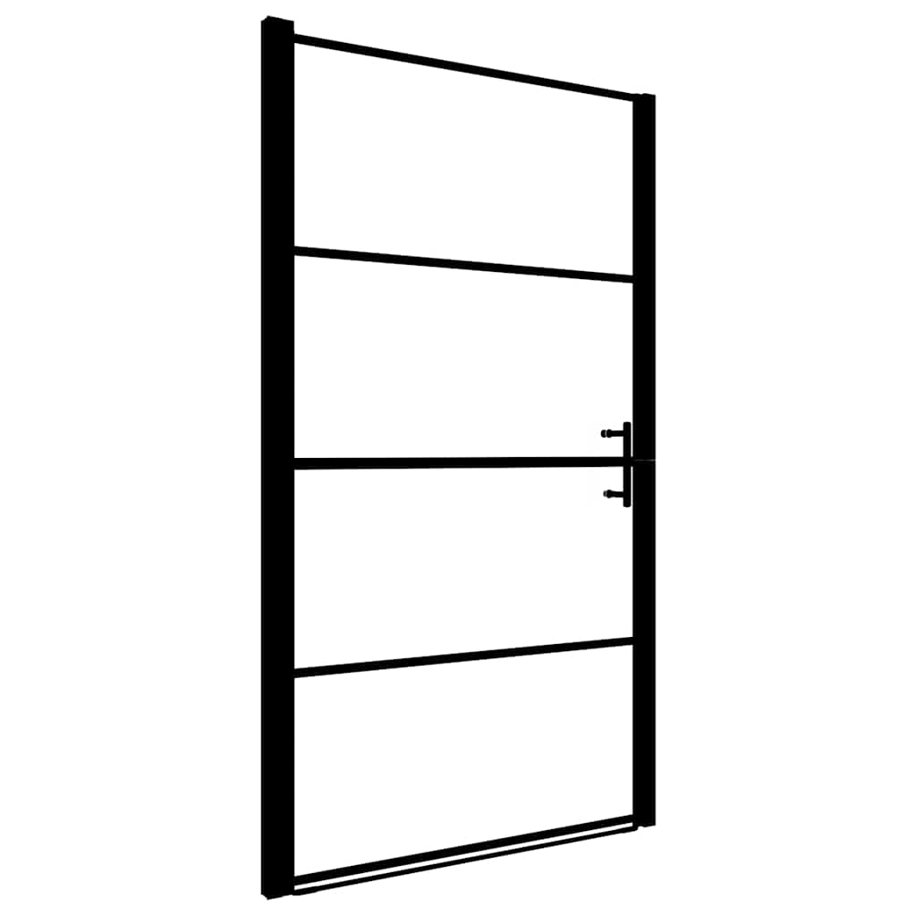 Vidaxl douchedeur mat 91x195 cm gehard glas zwart