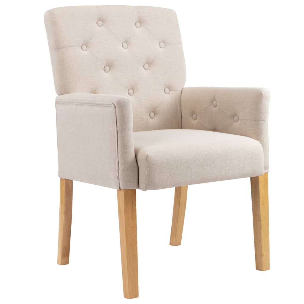 Vidaxl eetkamerstoel met armleuningen stof beige