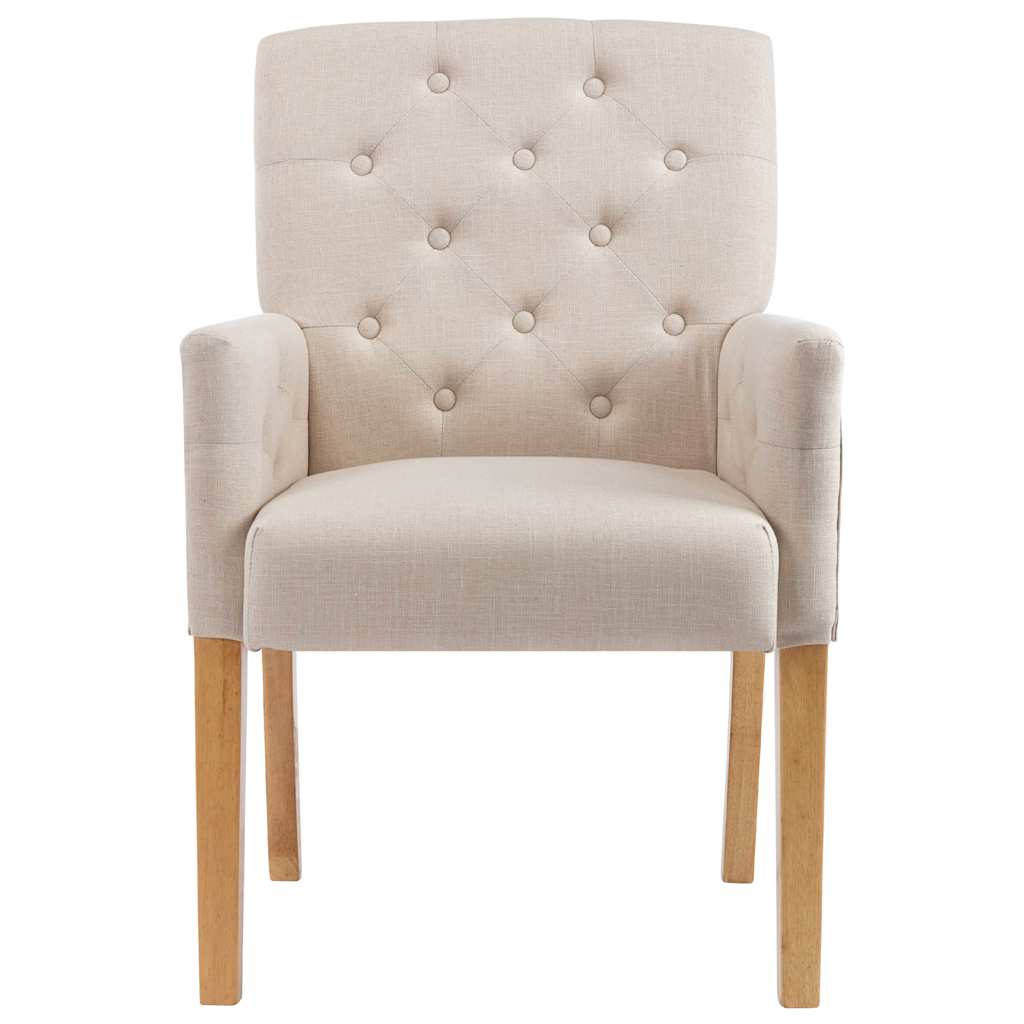 Vidaxl eetkamerstoel met armleuningen stof beige
