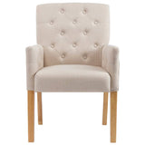 Vidaxl eetkamerstoel met armleuningen stof beige