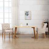 Vidaxl eetkamerstoel met armleuningen stof beige