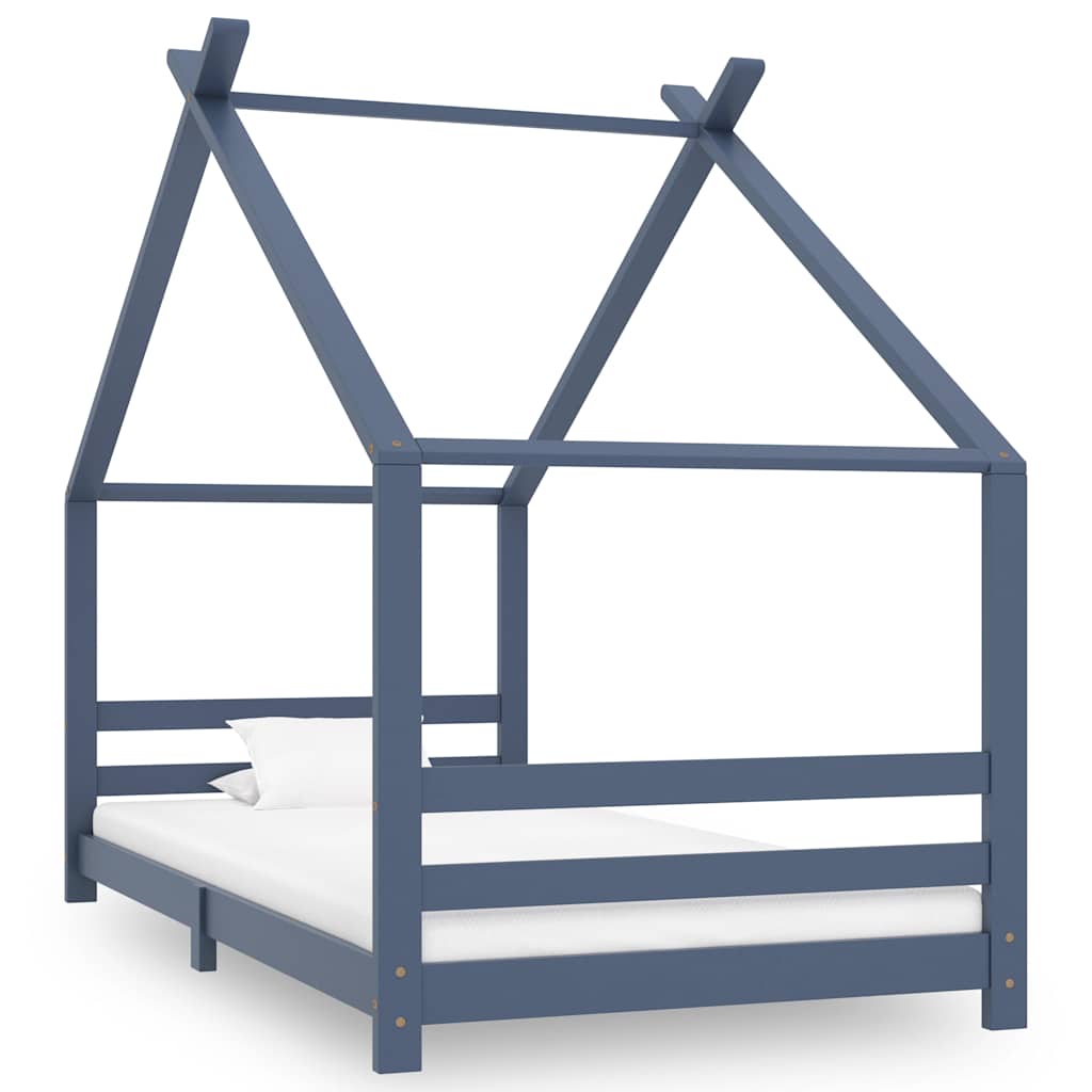 Vidaxl kinderbedframe massief grenenhout grijs 90x200 cm