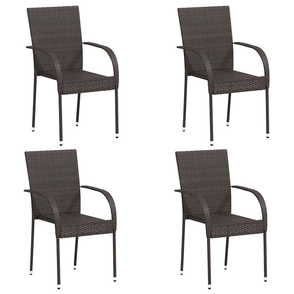 Vidaxl tuinstoelen stapelbaar 4 st poly rattan bruin
