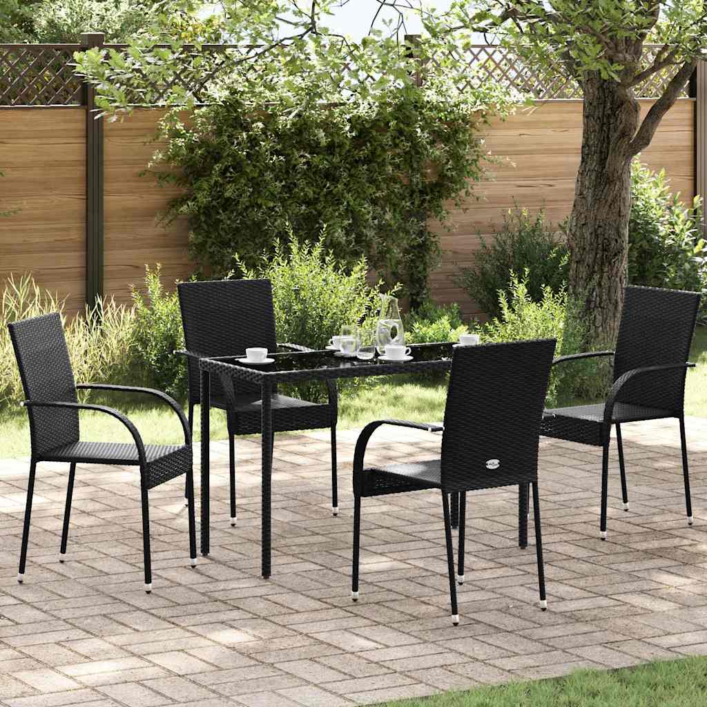 Vidaxl tuinstoelen stapelbaar 4 st poly rattan zwart