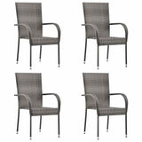 Vidaxl tuinstoelen stapelbaar 4 st poly rattan grijs