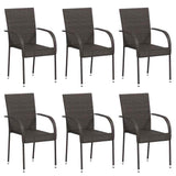 Vidaxl tuinstoelen stapelbaar 6 st poly rattan bruin