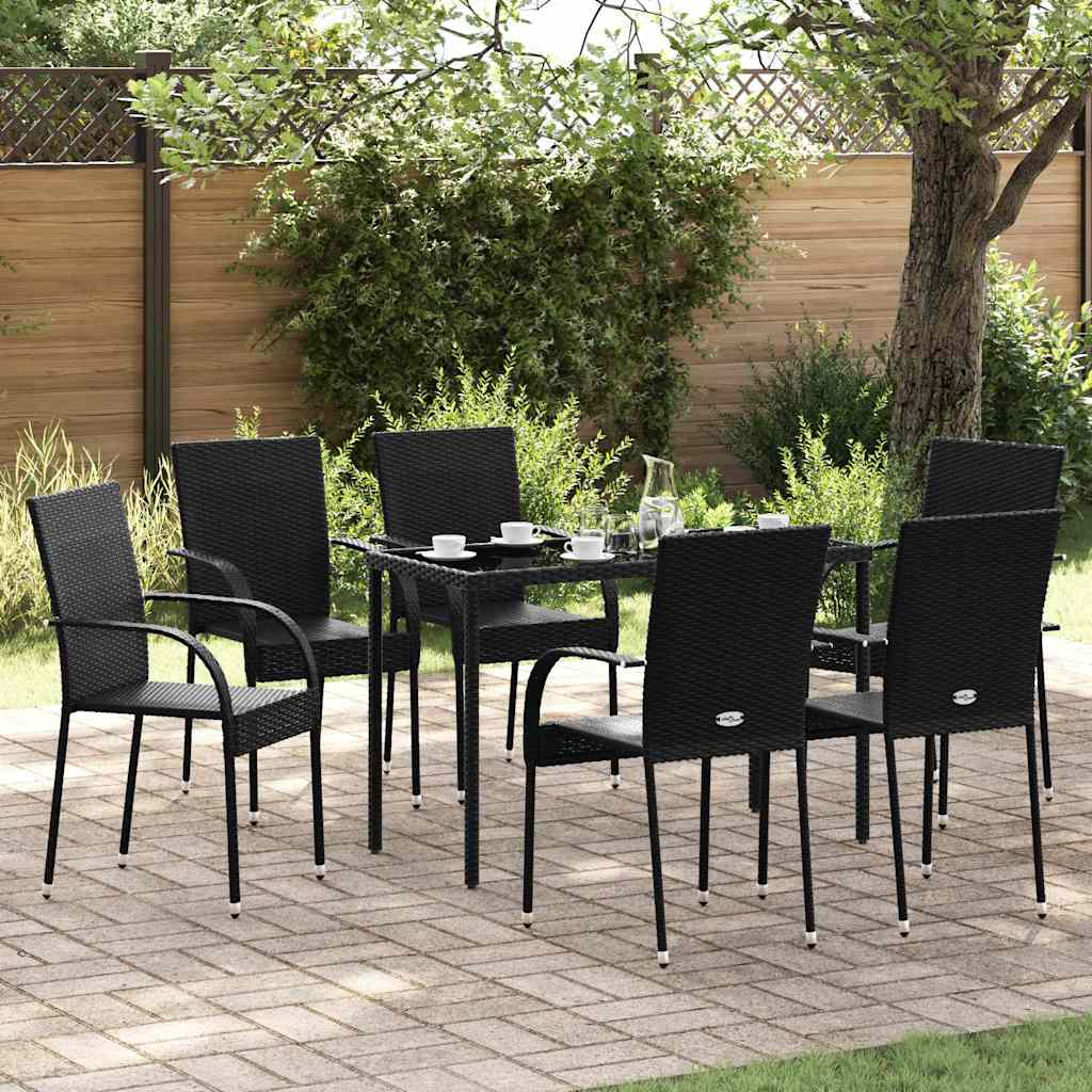 Vidaxl tuinstoelen stapelbaar 6 st poly rattan zwart
