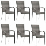 Vidaxl tuinstoelen stapelbaar 6 st poly rattan grijs