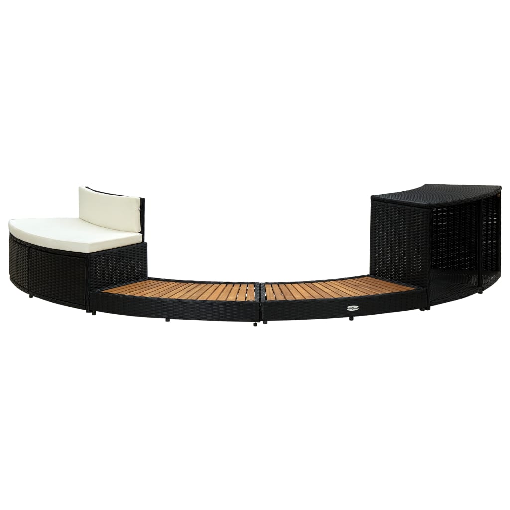 Vidaxl Spa-Ombouw Poly Rattan et Acaciahout Black