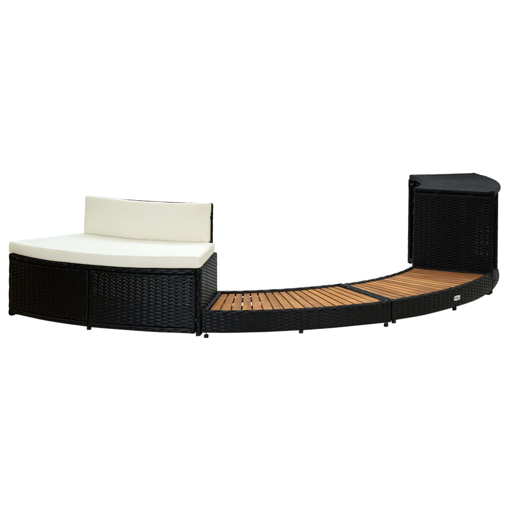 Vidaxl Spa-Ombouw Poly Rattan and Acaciahout Black