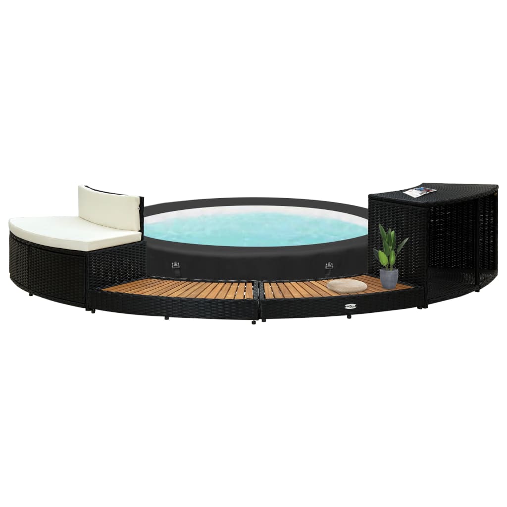 Vidaxl Spa-Ambouw Poly Rattan in Acaciahout Black