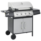 Vidaxl Gasbarbecue 4+1 Kochzone Stahl und Edelstahl Schwarz Silber