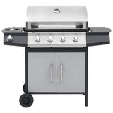 Vidaxl Gasbarbecue 4+1 Kochzone Stahl und Edelstahl Schwarz Silber