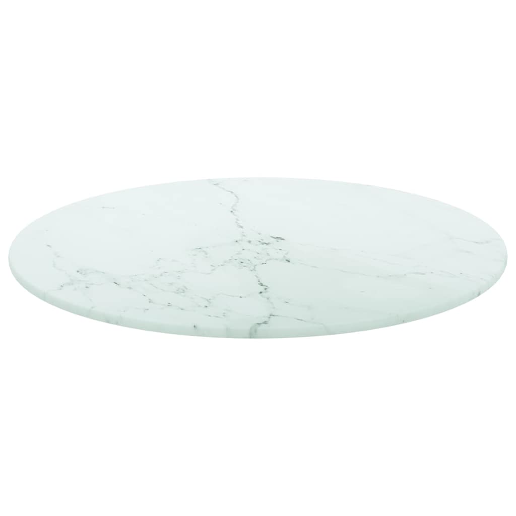 Vidaxl tafelblad ø40x0,8 cm gehard glas met marmeren design wit