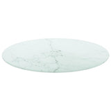 Vidaxl tafelblad ø50x0,8 cm gehard glas met marmeren design wit