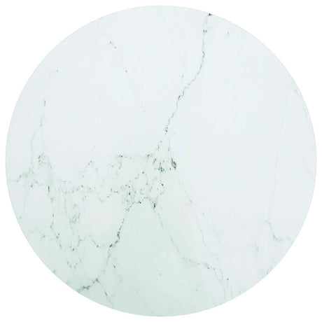 Vidaxl tafelblad ø60x0,8 cm gehard glas met marmeren design wit
