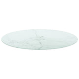 Vidaxl tafelblad ø60x0,8 cm gehard glas met marmeren design wit