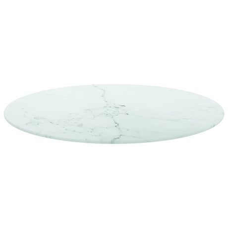 Vidaxl tafelblad ø60x0,8 cm gehard glas met marmeren design wit