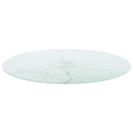 Vidaxl tafelblad ø80x1 cm gehard glas met marmeren design wit